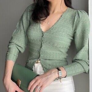 Sezane Charlotte Green Cardigan